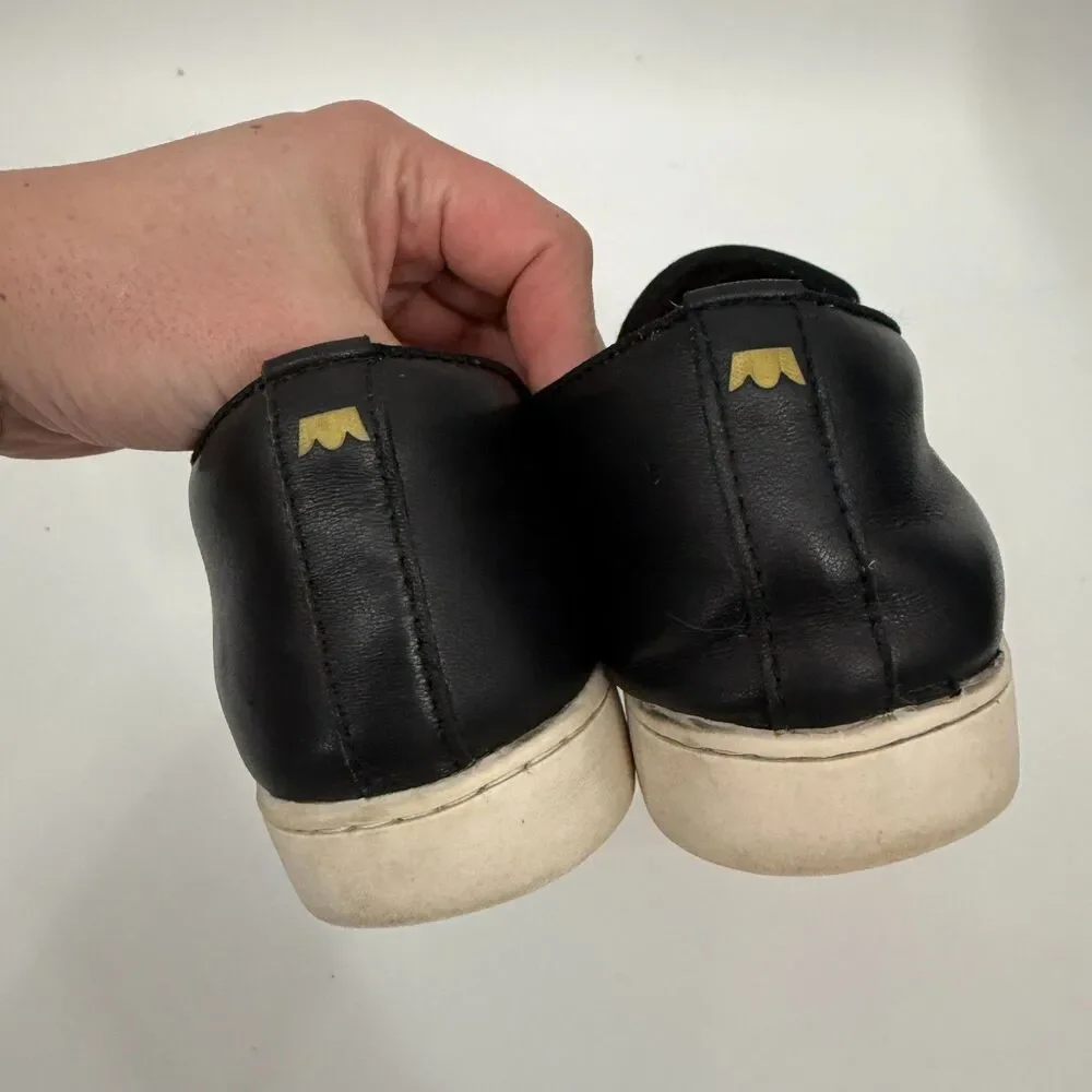Birdies The Swift Black Smooth Leather Slip On Sneaker Flats Loafer Women Size 7